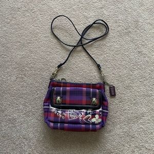 Coach Crossbody Bag in Purple and Pink Plaid